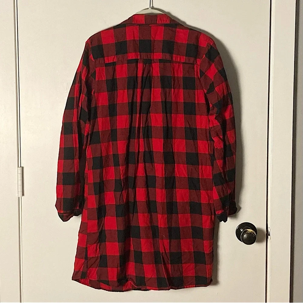 Wondershop by Target Red Gingham Plaid Button Down Nightgown Medium - Picture 3 of 11